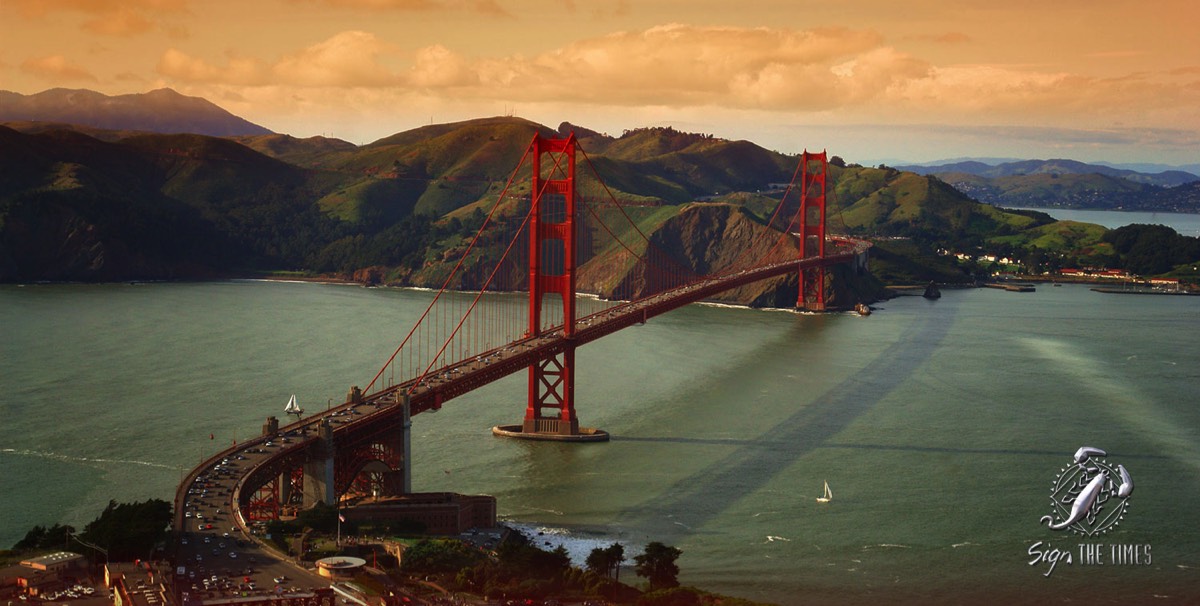 Golden Gate Bridge and surrounding landscape
